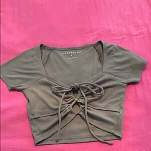 Aeropostale Khaki Lace-Up Bodysuit
